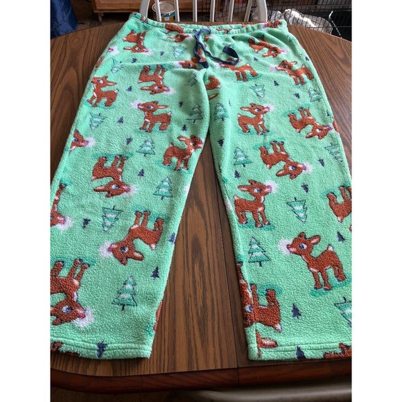 The Rudolph Co. Rudolph The Red Nosed Reindeer green sleep pants size XL 15/17 - Picture 1 of 5